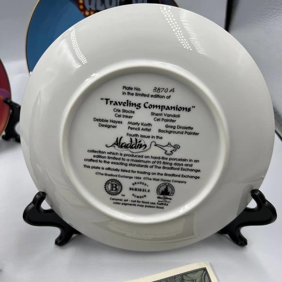 Bradford Exchange Porcelain Collector Plates 1-4 Disney Aladdin Jasmine Genie - Picture 12 of 12